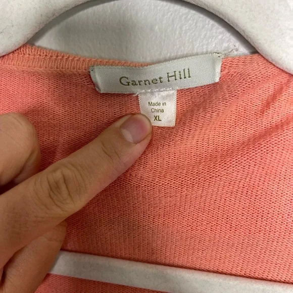 Garnet Hill Peach Ruffle Long Line Open Cardigan XL Cashmere Cotton Lounge - Picture 4 of 10